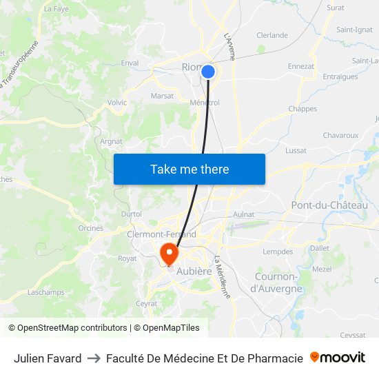 Julien Favard to Faculté De Médecine Et De Pharmacie map