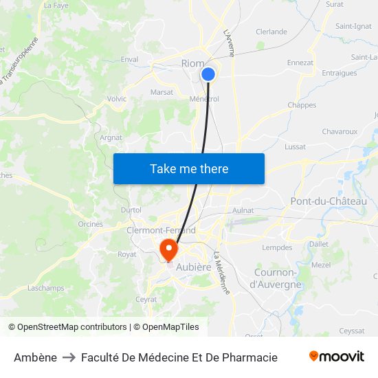 Ambène to Faculté De Médecine Et De Pharmacie map