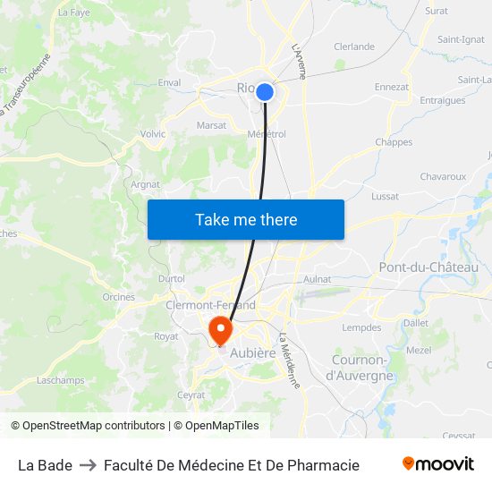 La Bade to Faculté De Médecine Et De Pharmacie map