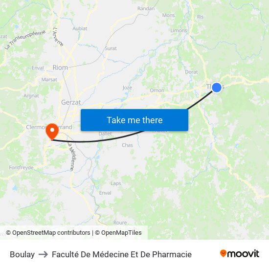 Boulay to Faculté De Médecine Et De Pharmacie map