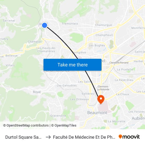 Durtol Square Sabourin to Faculté De Médecine Et De Pharmacie map