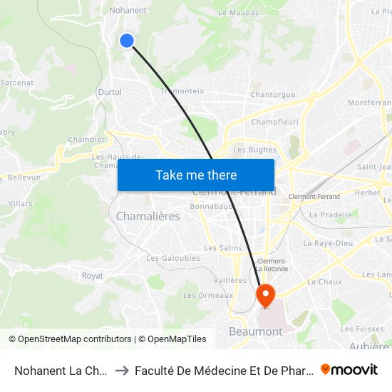 Nohanent La Cheyre to Faculté De Médecine Et De Pharmacie map