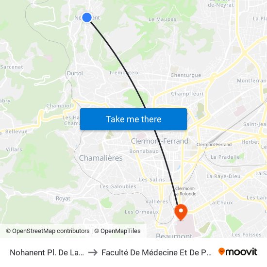 Nohanent Pl. De La Farge to Faculté De Médecine Et De Pharmacie map