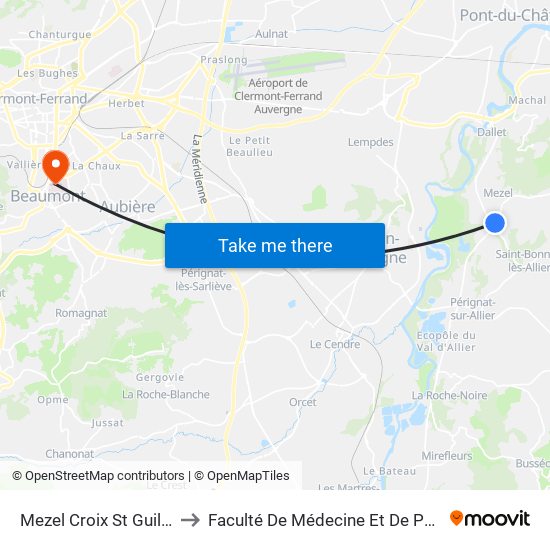 Mezel Croix St Guillaume to Faculté De Médecine Et De Pharmacie map