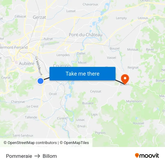 Pommeraie to Billom map