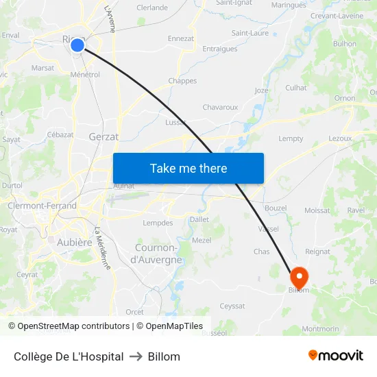 Collège De L'Hospital to Billom map