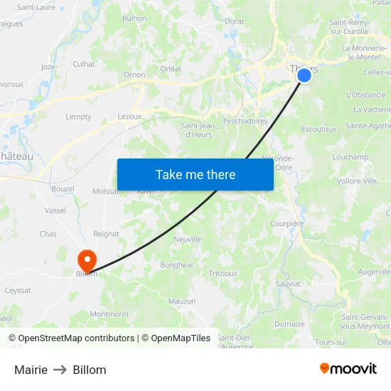 Mairie to Billom map