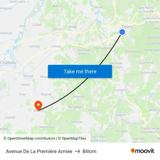 Avenue De La Première Armée to Billom map