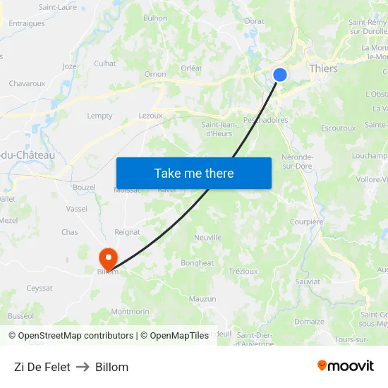 Zi De Felet to Billom map