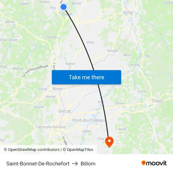 Saint-Bonnet-De-Rochefort to Billom map