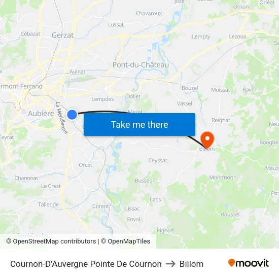 Cournon-D'Auvergne Pointe De Cournon to Billom map