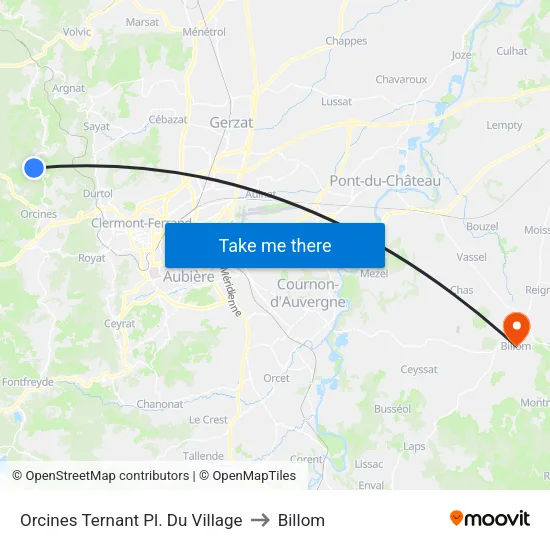 Orcines Ternant Pl. Du Village to Billom map
