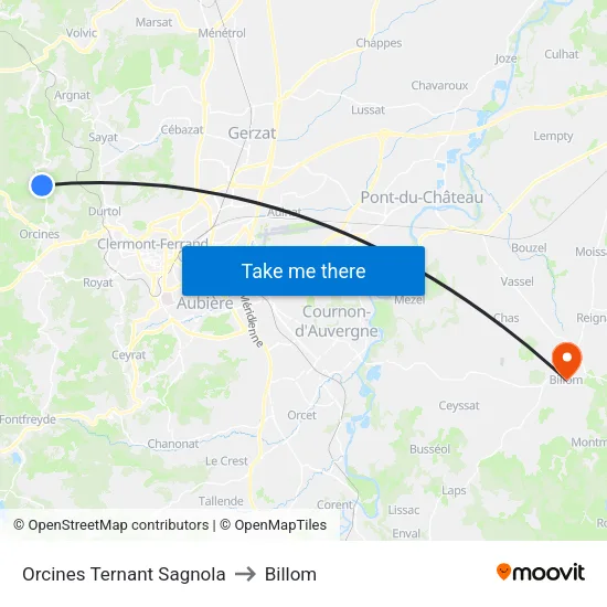 Orcines Ternant Sagnola to Billom map