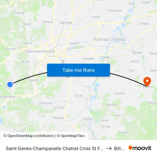 Saint-Genès-Champanelle Chatrat Croix St François to Billom map