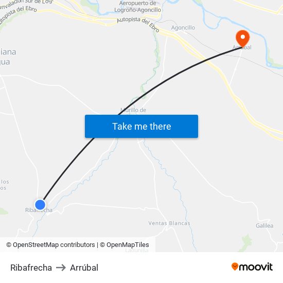 Ribafrecha to Arrúbal map