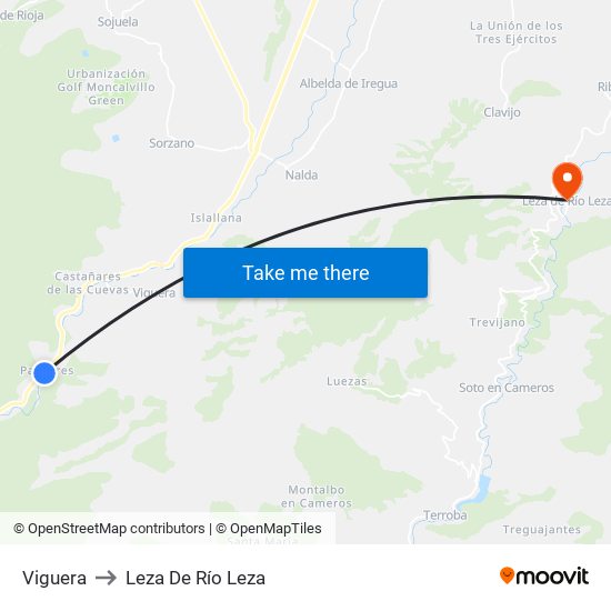 Viguera to Leza De Río Leza map