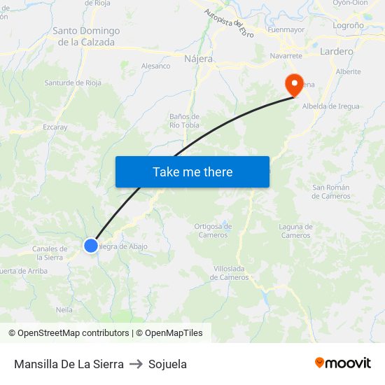 Mansilla De La Sierra to Sojuela map