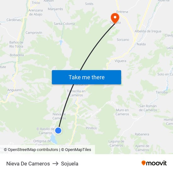 Nieva De Cameros to Sojuela map