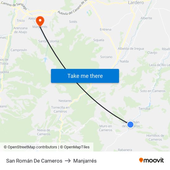 San Román De Cameros to Manjarrés map