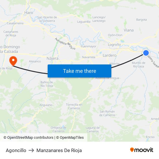 Agoncillo to Manzanares De Rioja map
