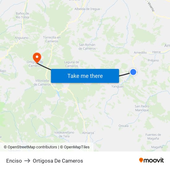 Enciso to Ortigosa De Cameros map