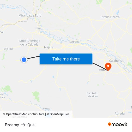 Ezcaray to Quel map