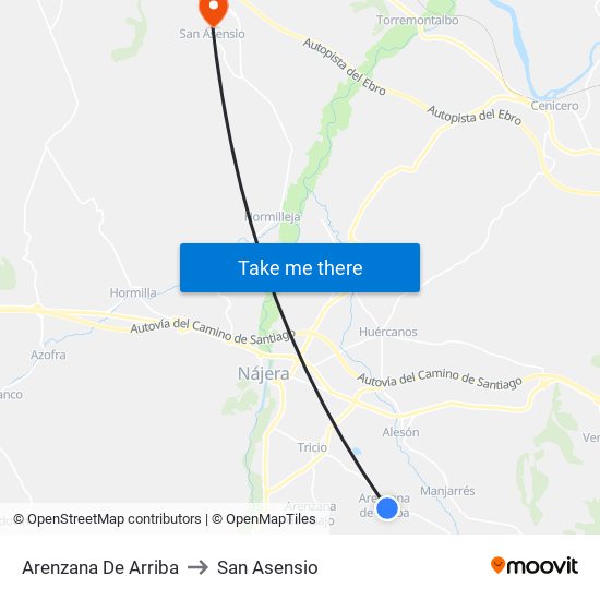Arenzana De Arriba to San Asensio map