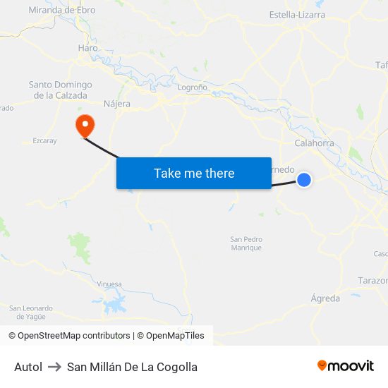 Autol to San Millán De La Cogolla map
