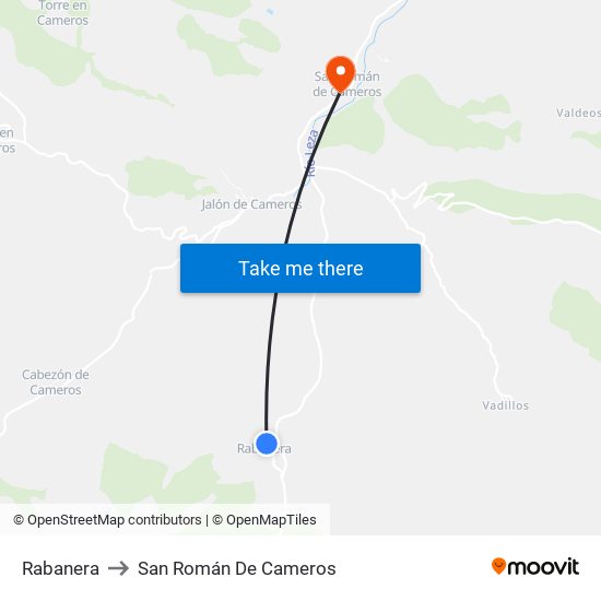 Rabanera to San Román De Cameros map