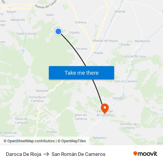 Daroca De Rioja to San Román De Cameros map