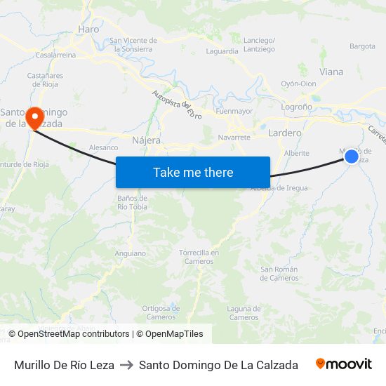 Murillo De Río Leza to Santo Domingo De La Calzada map