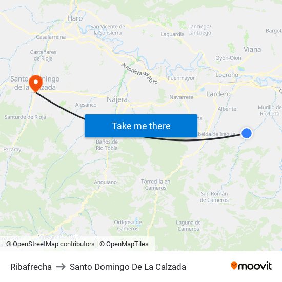 Ribafrecha to Santo Domingo De La Calzada map