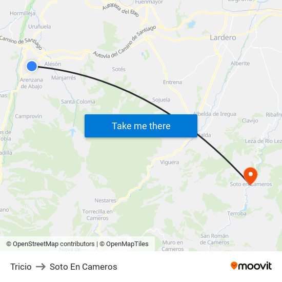 Tricio to Soto En Cameros map