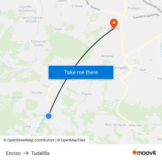 Enciso to Tudelilla map