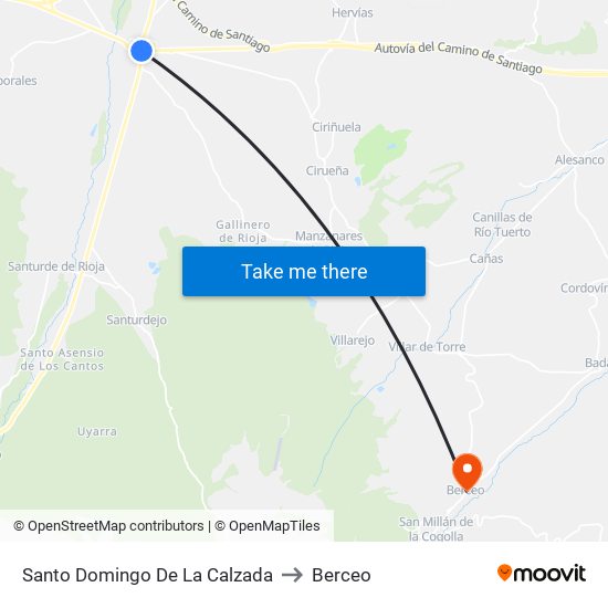 Santo Domingo De La Calzada to Berceo map