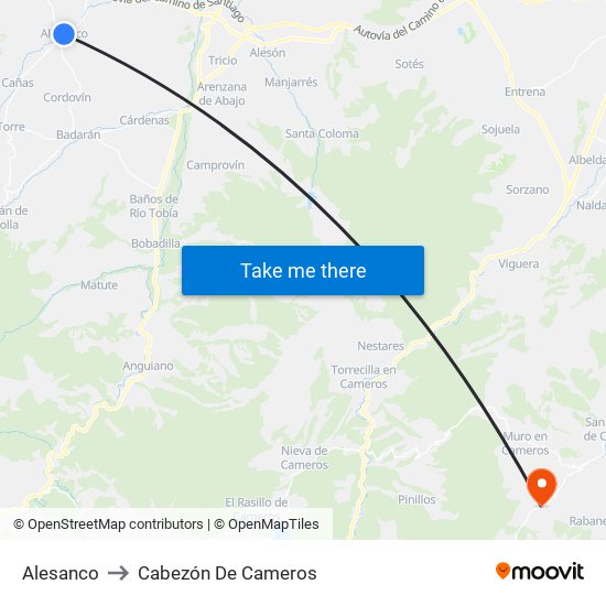 Alesanco to Cabezón De Cameros map