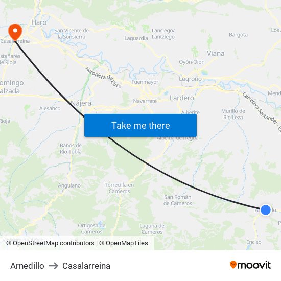 Arnedillo to Casalarreina map