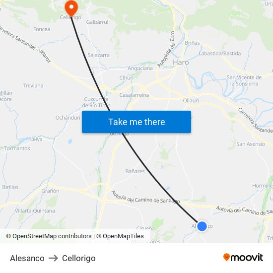 Alesanco to Cellorigo map