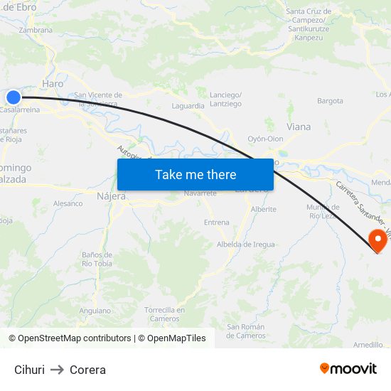 Cihuri to Corera map