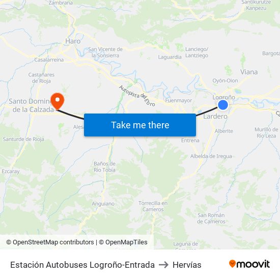 Estación Autobuses Logroño-Entrada to Hervías map