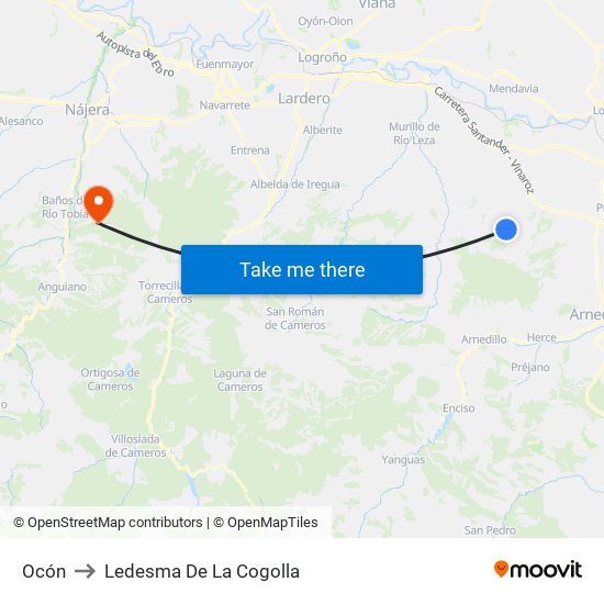 Ocón to Ledesma De La Cogolla map