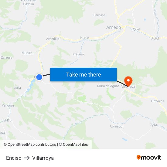 Enciso to Villarroya map