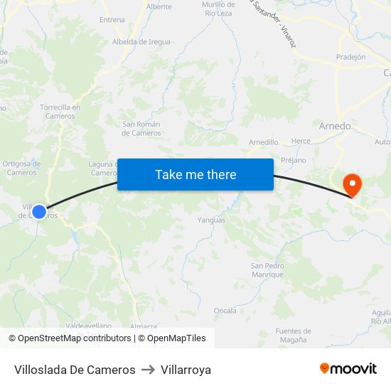 Villoslada De Cameros to Villarroya map