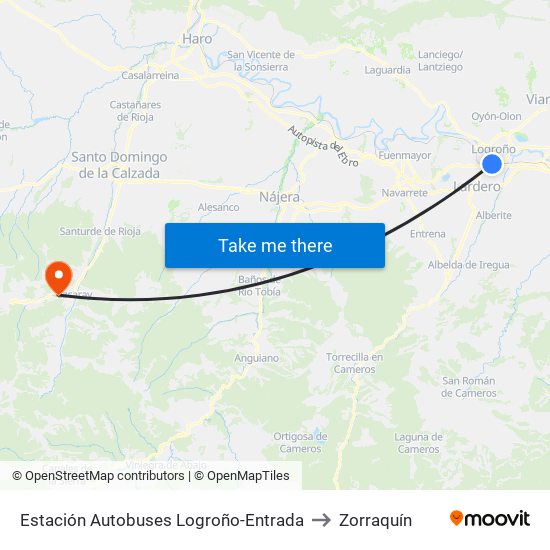 Estación Autobuses Logroño-Entrada to Zorraquín map