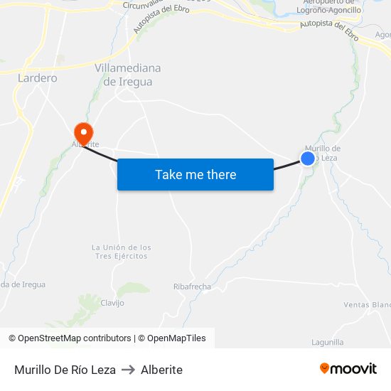 Murillo De Río Leza to Alberite map