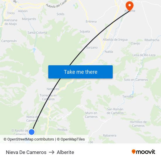 Nieva De Cameros to Alberite map