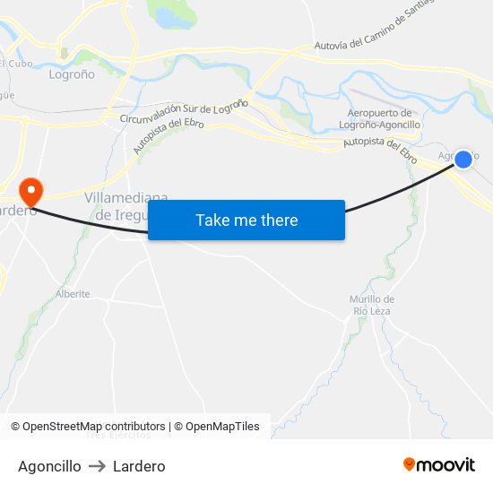 Agoncillo to Lardero map
