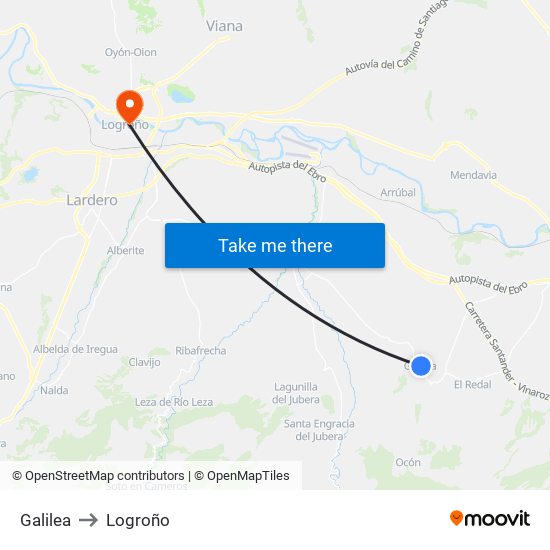 Galilea to Logroño map