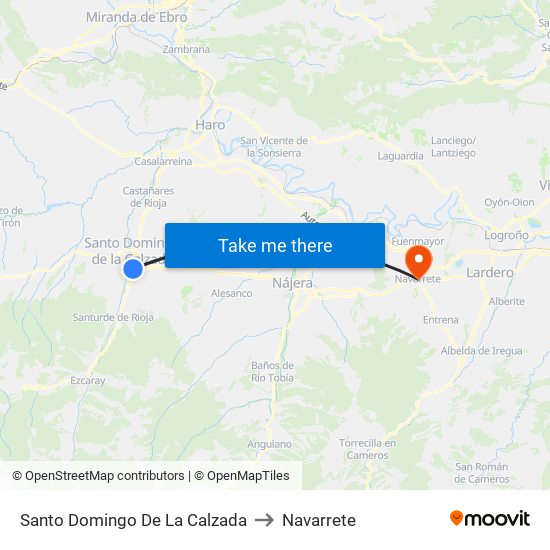 Santo Domingo De La Calzada to Navarrete map