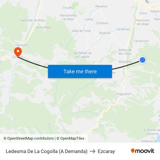 Ledesma De La Cogolla (A Demanda) to Ezcaray map